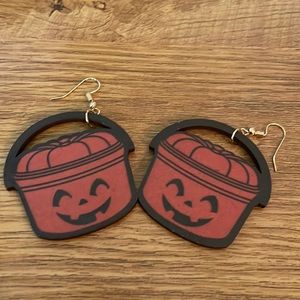 Halloween pumpkin bucket earrings